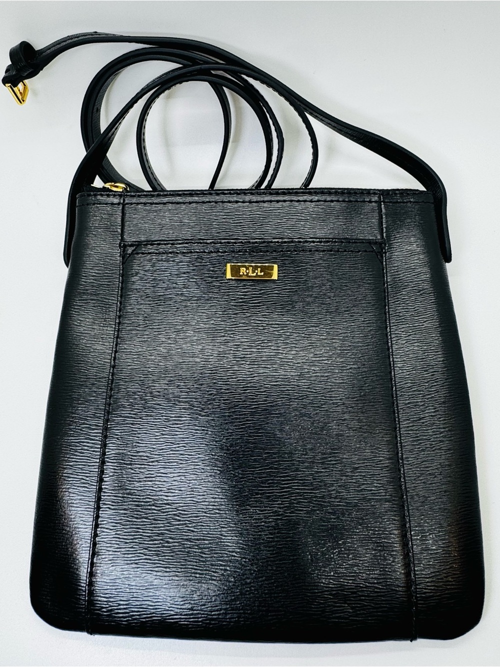 Lauren Ralph Lauren Black Leather Crossbody Bag Gold Hardware
